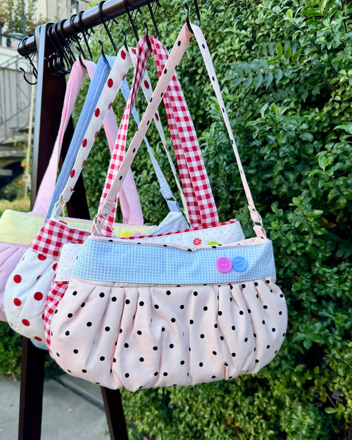 Button Bag | White & Black Polka Dot