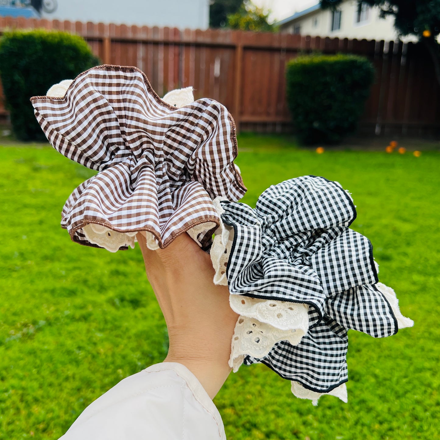 Gingham Lace Ruffle