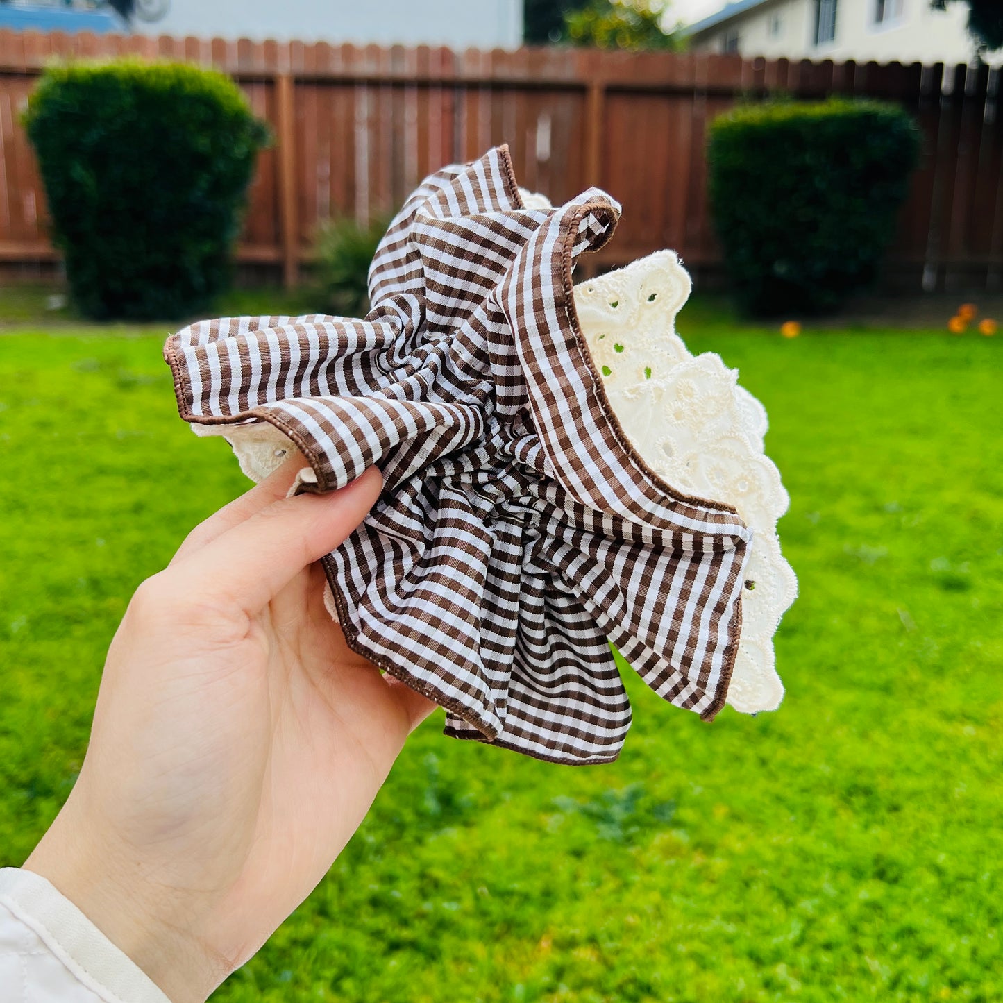 Gingham Lace Ruffle