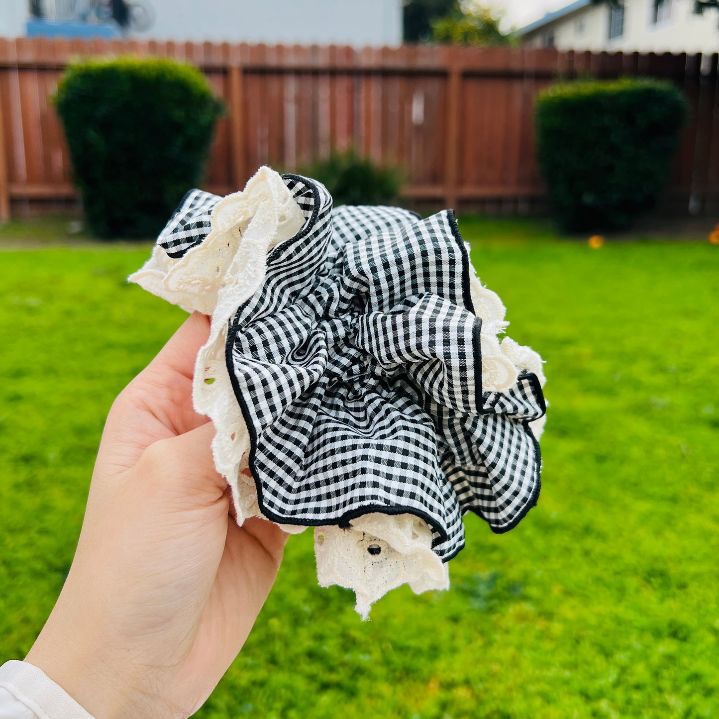 Gingham Lace Ruffle