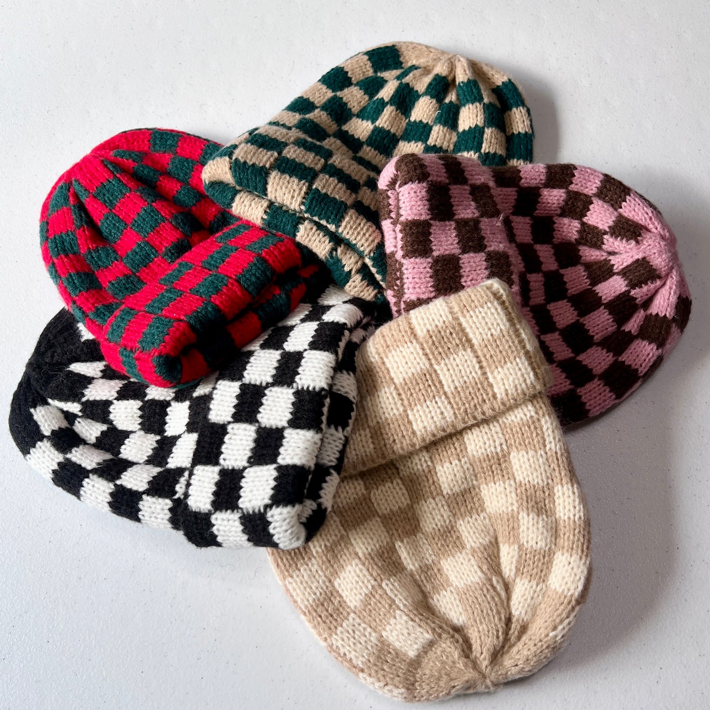Checkered Knit Beanie