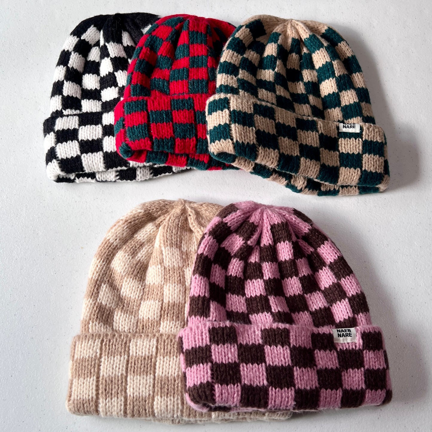 Checkered Knit Beanie