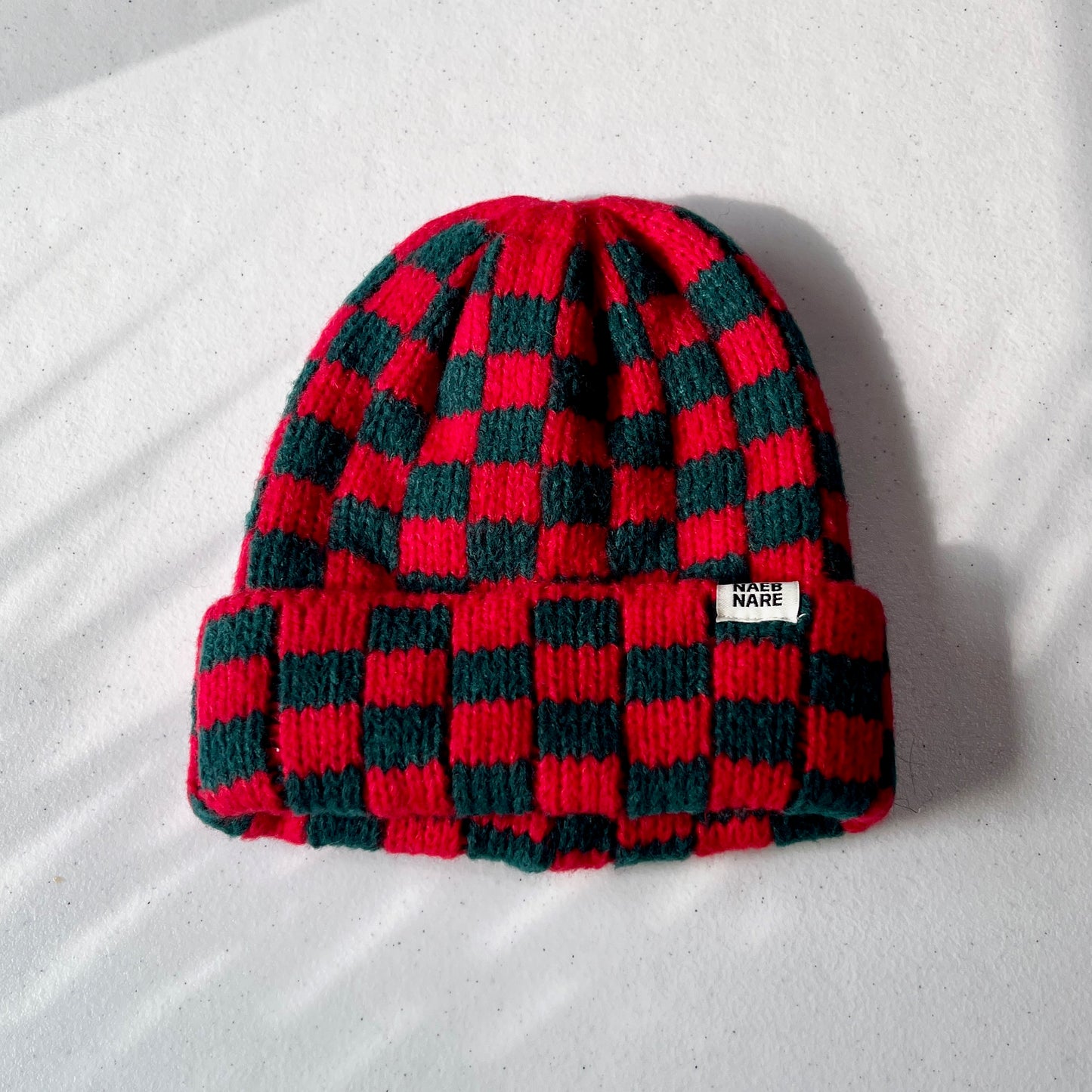 Checkered Knit Beanie