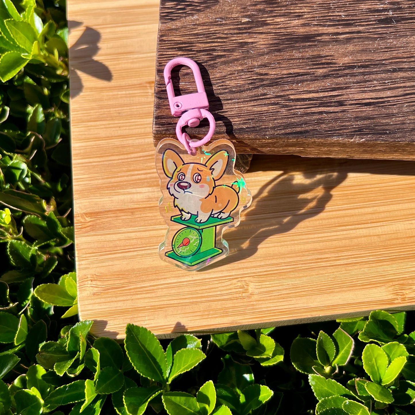 Toby "Tummy Check" Corgi Keychain
