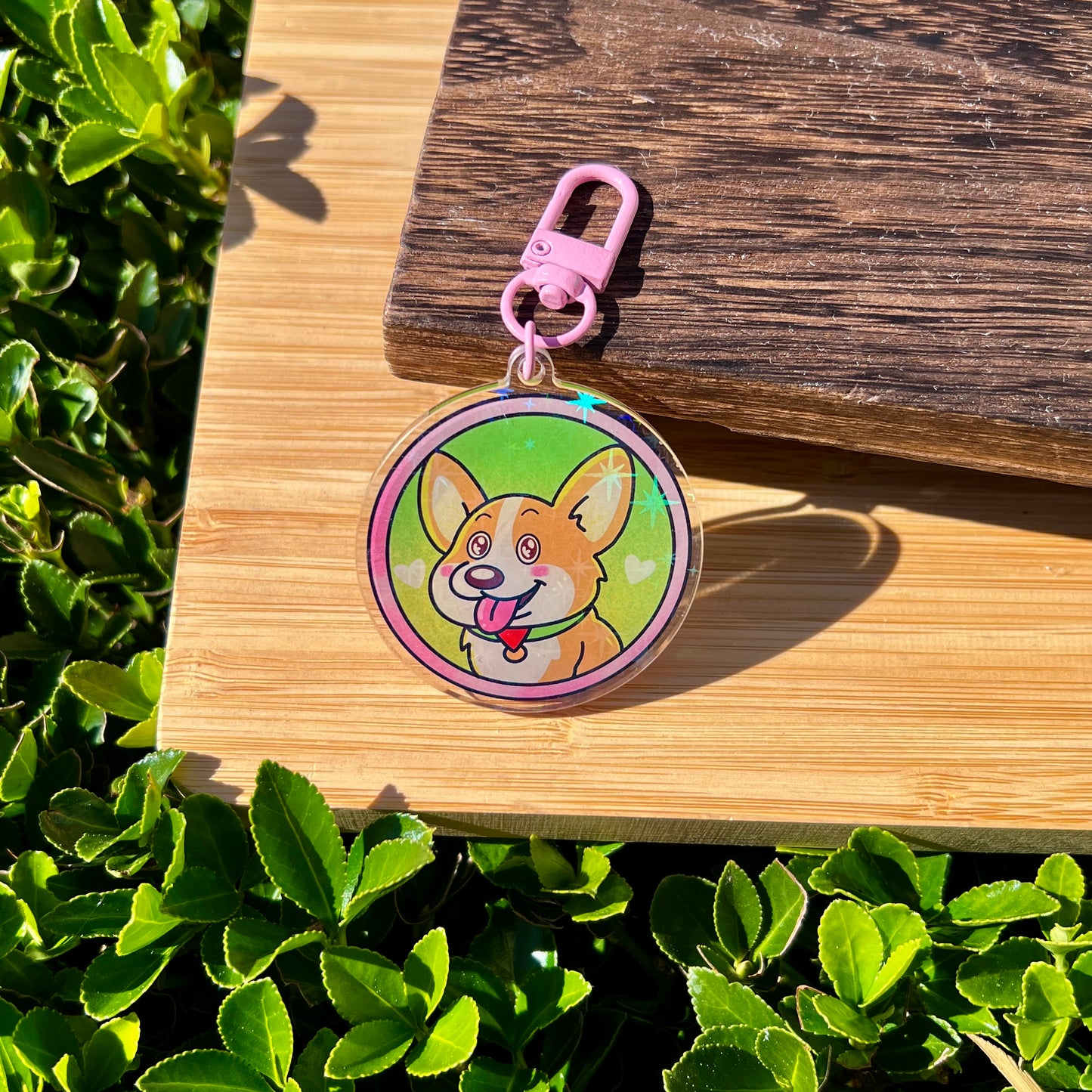 Toby "Excited" Corgi Keychain