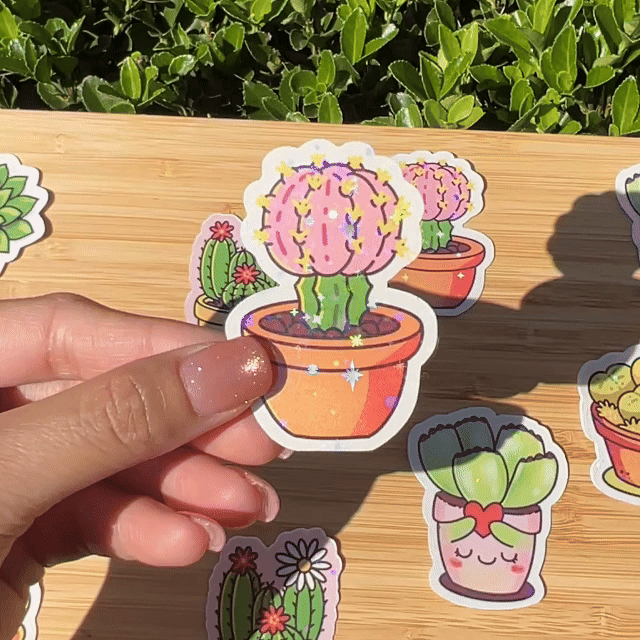 Moon Cactus Vinyl Sticker