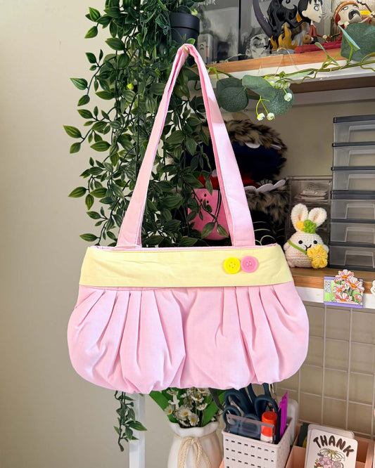 Button Bag | Pastel Pink & Butter Yellow