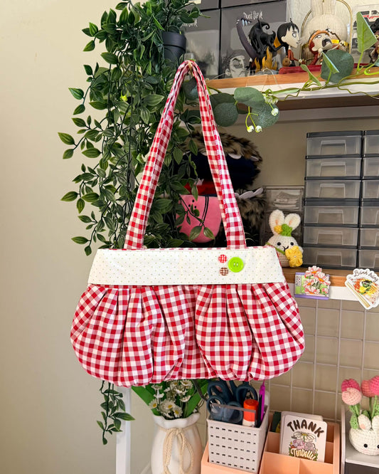 Button Bag | Cherry Red & White Gingham