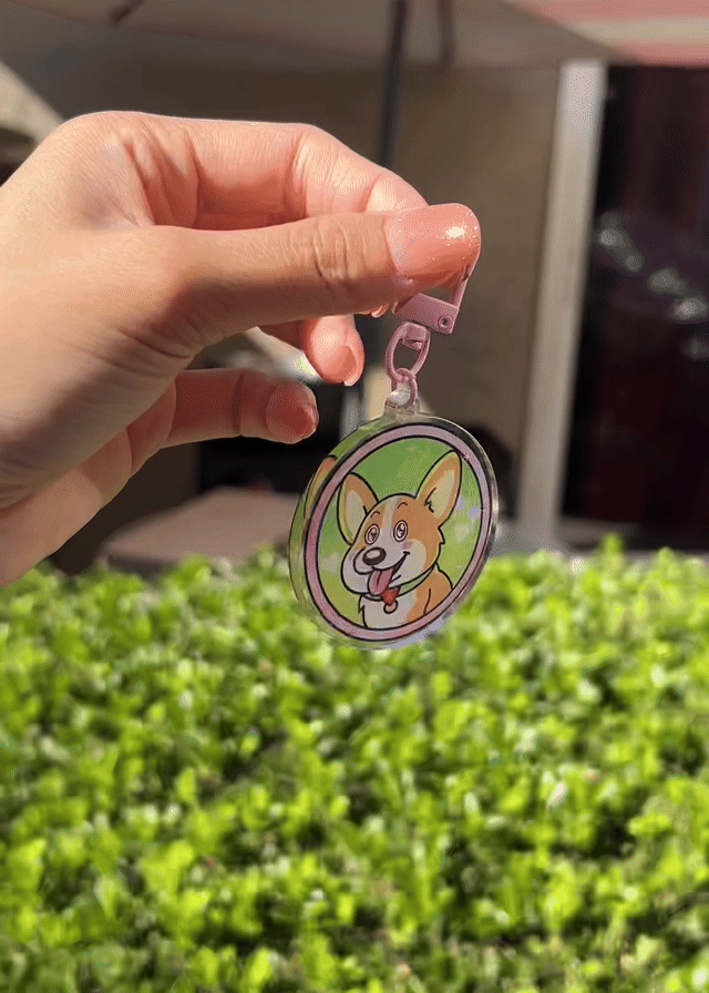 Toby "Excited" Corgi Keychain