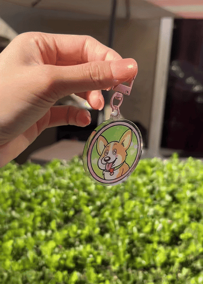 Toby "Excited" Corgi Keychain