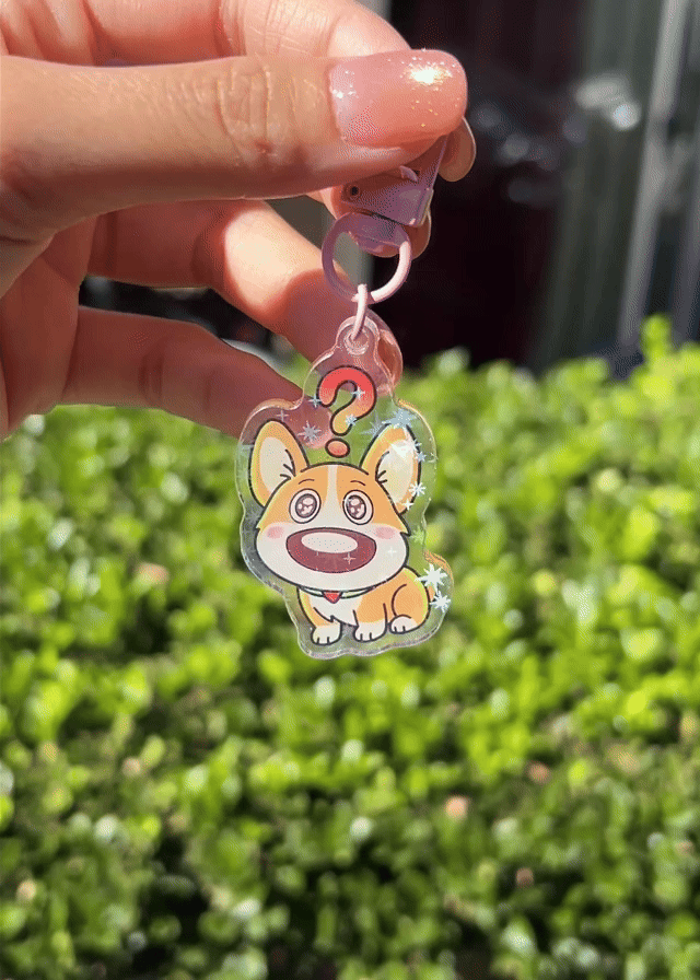Toby "Huh?" Corgi Keychain