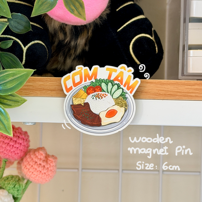 Com tam "Broken Rice" Wooden Magnet