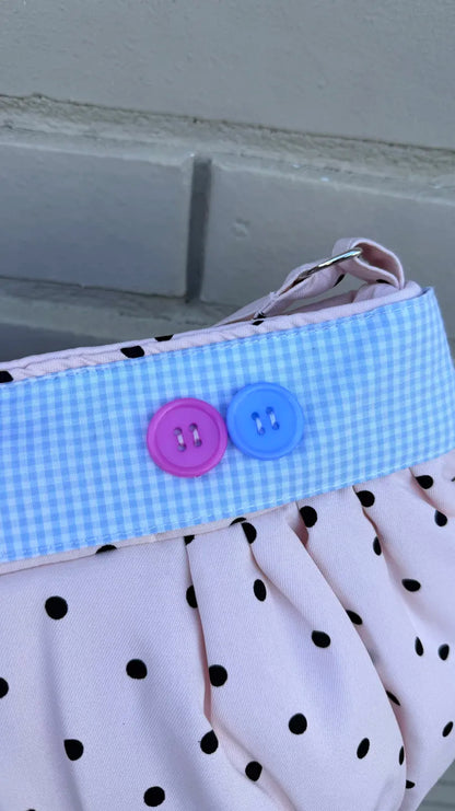 Button Bag | White & Black Polka Dot