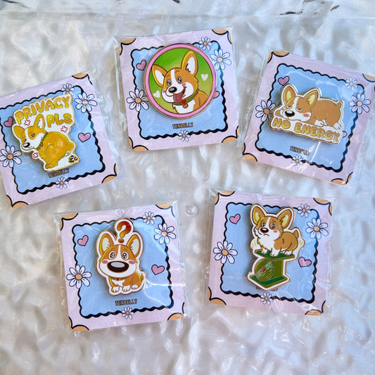 Toby The Corgi Enamel Pins