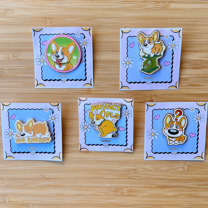 Toby "No Energy" Corgi Hard Enamel Pin