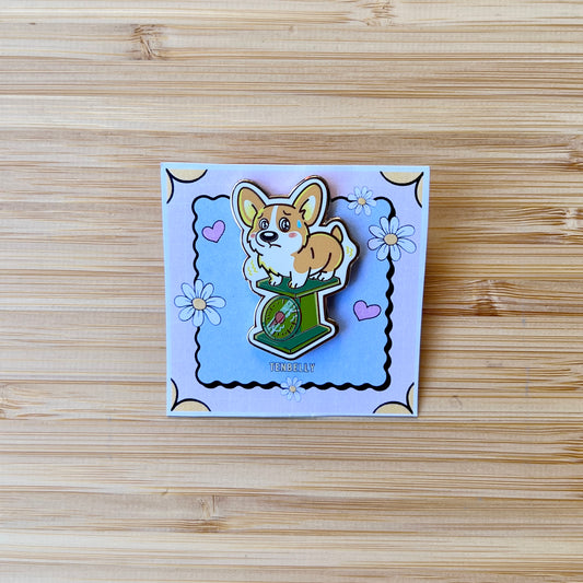 Toby "Tummy Check" Corgi Hard Enamel Pin