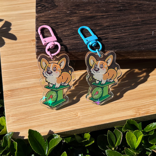 Toby "Tummy Check" Corgi Keychain