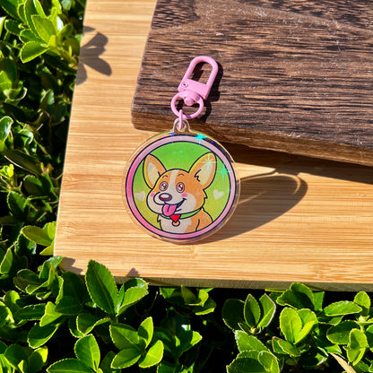 Toby "Excited" Corgi Keychain