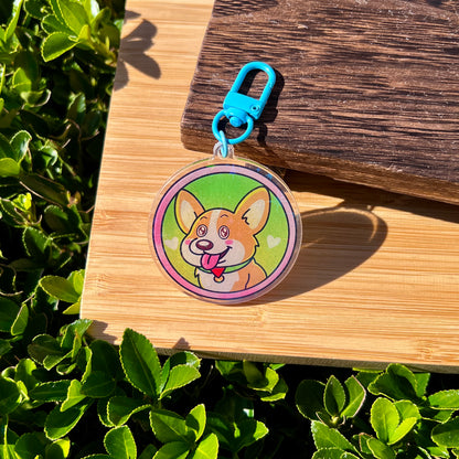 Toby "Excited" Corgi Keychain