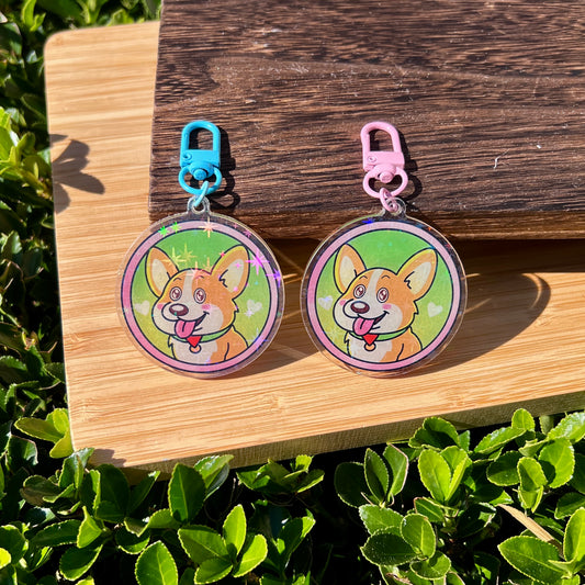 Toby "Excited" Corgi Keychain