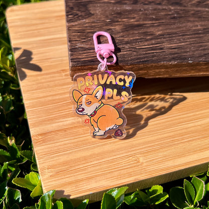 Toby "Privacy Pls" Corgi Keychain