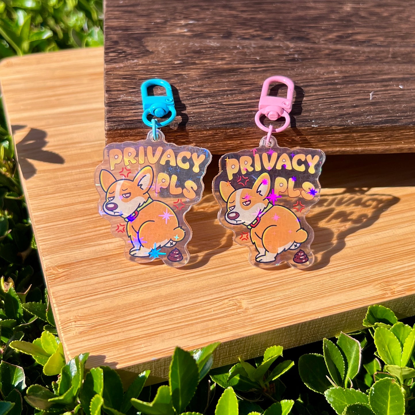 Toby "Privacy Pls" Corgi Keychain