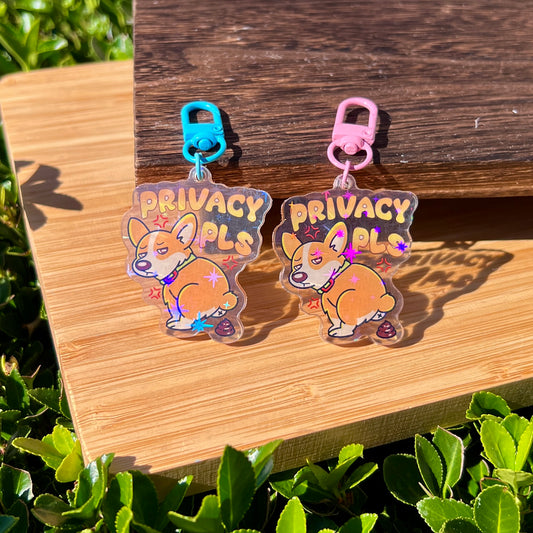 Toby "Privacy Pls" Corgi Keychain