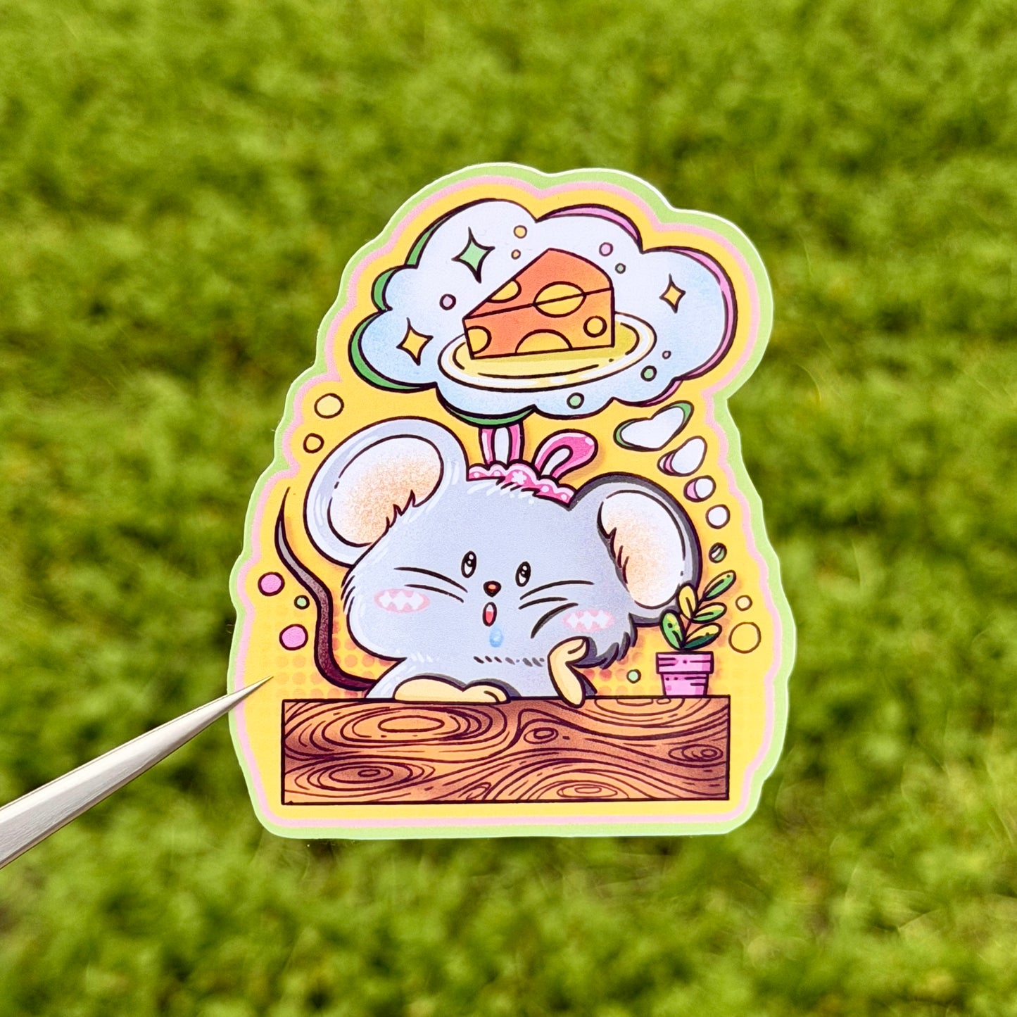 Mouse "Bonnie" dreams about cheese Vinyl Sticker