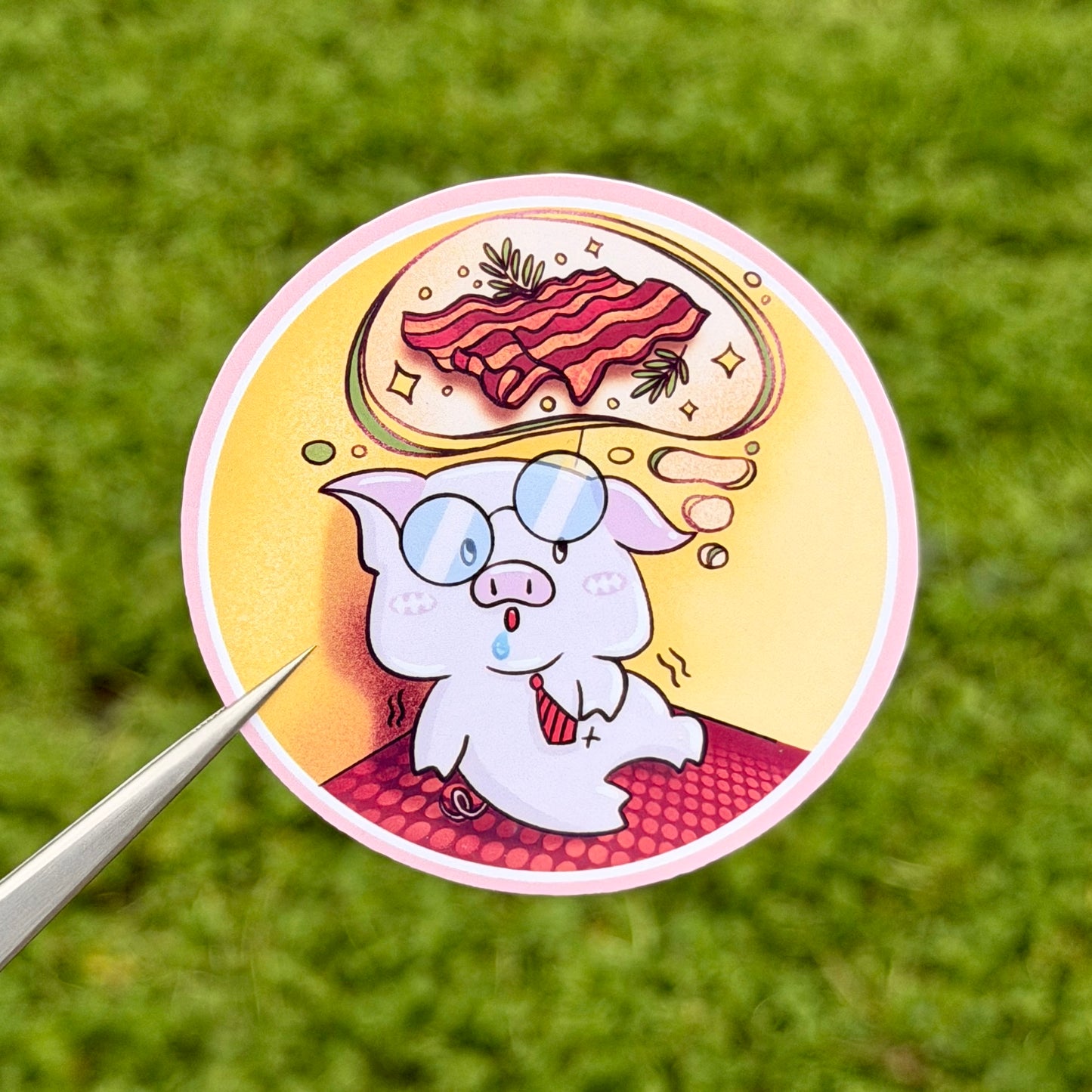 Ironic Pig "Steve" dreams about bacon Vinyl Sticker