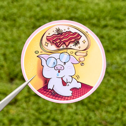 Ironic Pig "Steve" dreams about bacon Vinyl Sticker