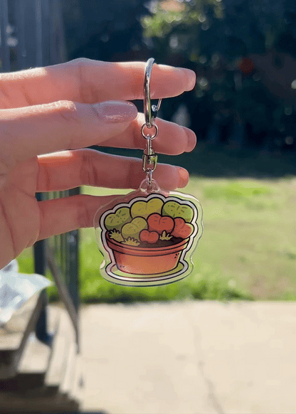 Lithops Succulent Keychain