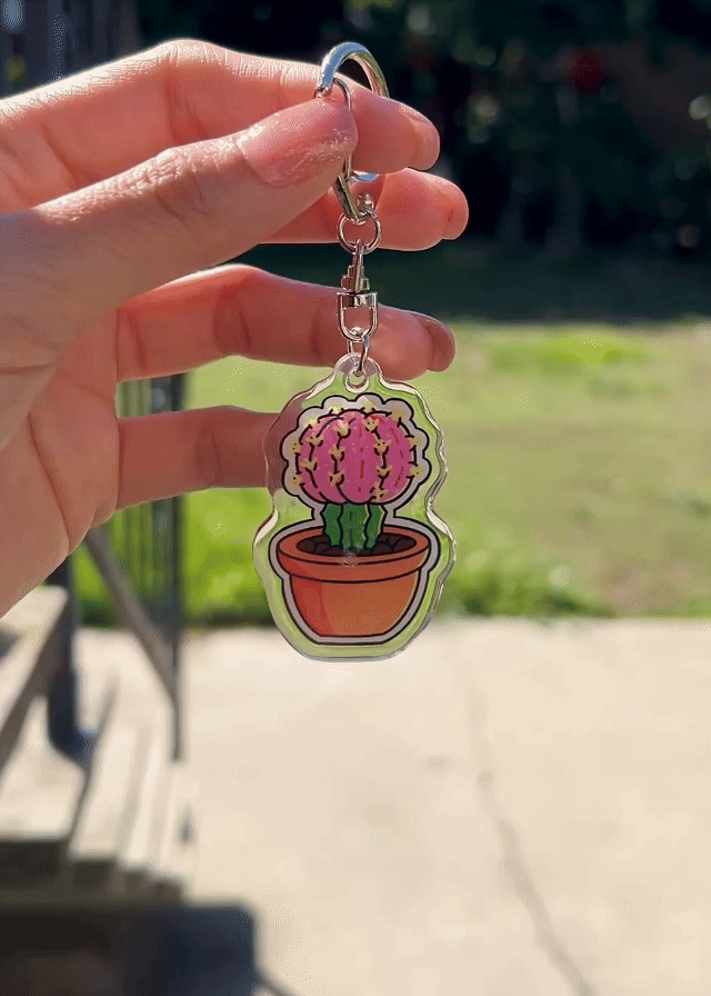 Moon Cactus Keychain