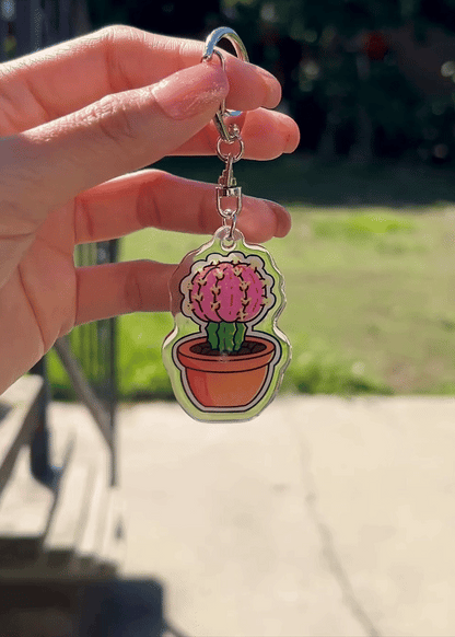 Moon Cactus Keychain