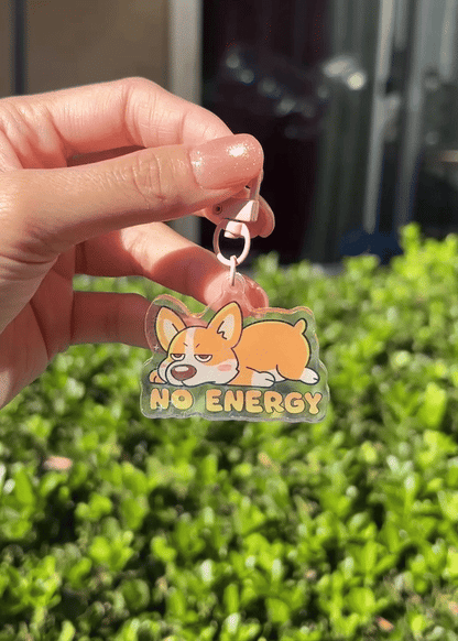 Toby "No Energy" Corgi Keychain