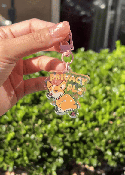 Toby "Privacy Pls" Corgi Keychain