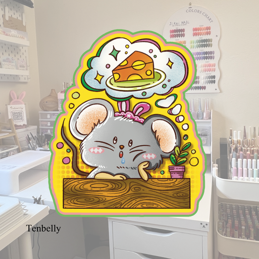 Mouse "Bonnie" dreams about cheese Vinyl Sticker