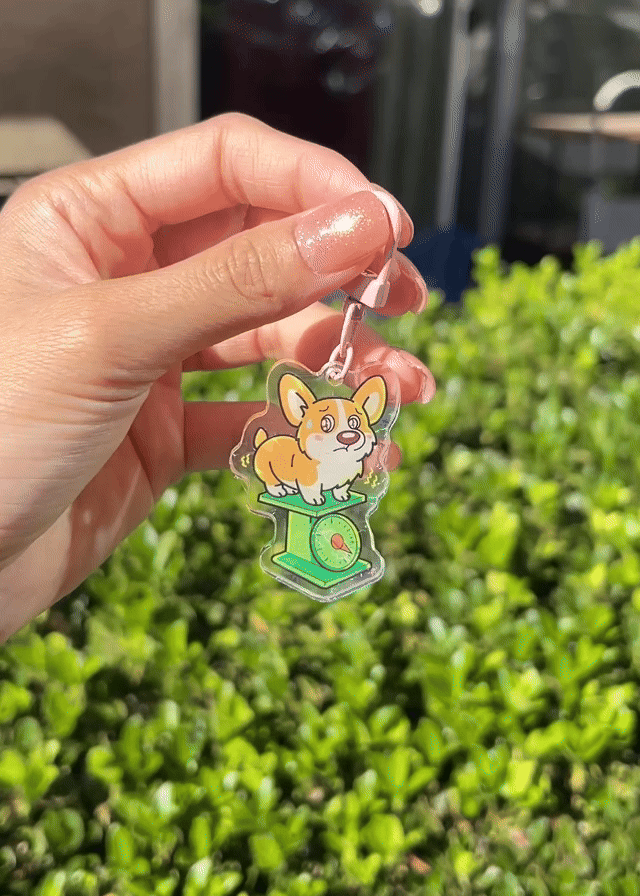 Toby "Tummy Check" Corgi Keychain