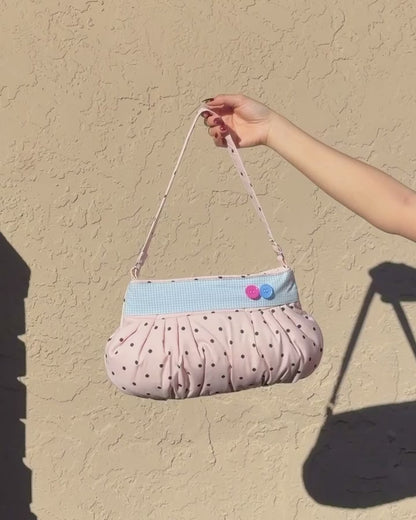 Button Bag | White & Black Polka Dot